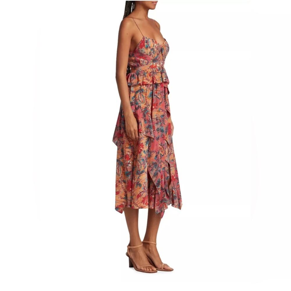 ULLA JOHNSON Renata Paisley ruffle midi dress - Picture 3 of 12